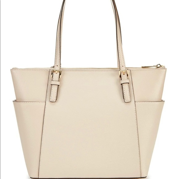 Michael Kors E/W Top Zip Leather Ecru Tote Bag - Picture 3 of 6